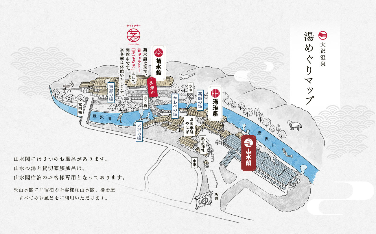 大沢温泉 湯めぐりマップ