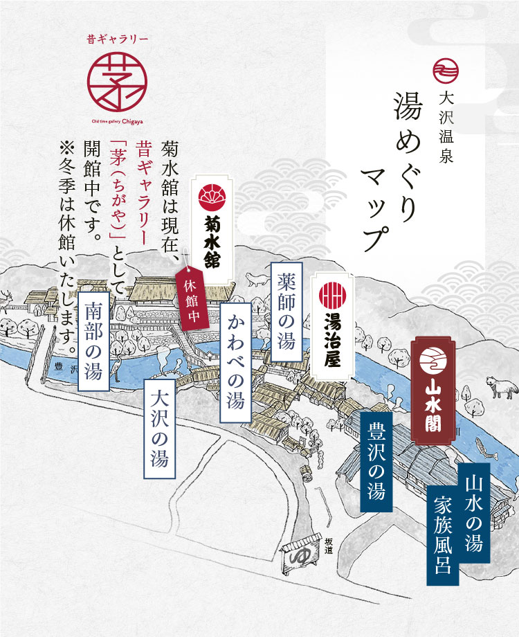 大沢温泉 湯めぐりマップ